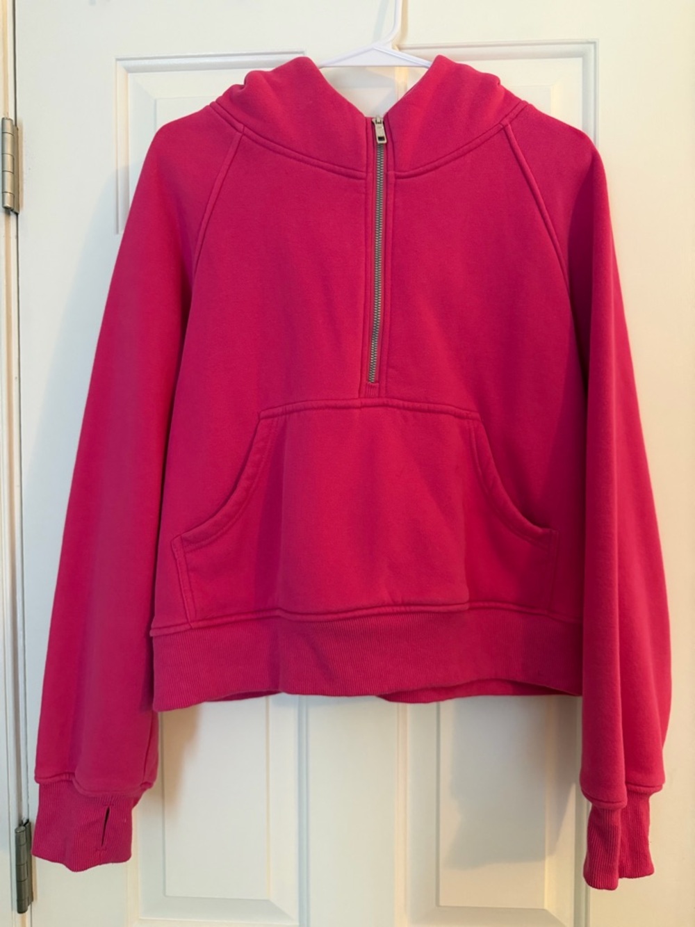 Women's Half-Zip Hooded Sweatshirt in Hot Pink